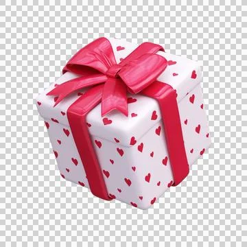 3D gift box with pink bow, symbol of love gift. Stock Illustration