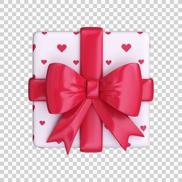 3D gift box with pink bow, symbol of love gift. Stock Illustration