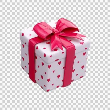 3D gift box with pink bow, symbol of love gift. Stock Illustration