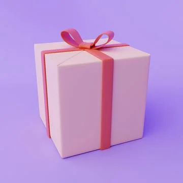 3d gift box on a purple background. 3D rendering Stock Illustration
