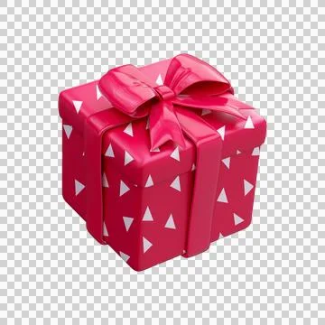 3D gift box with red bow and triangle pattern. Stock Illustration