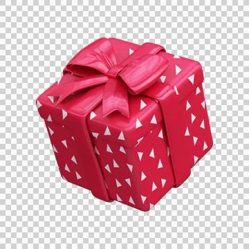3D gift box with a red bow and pattern. Stock Illustration