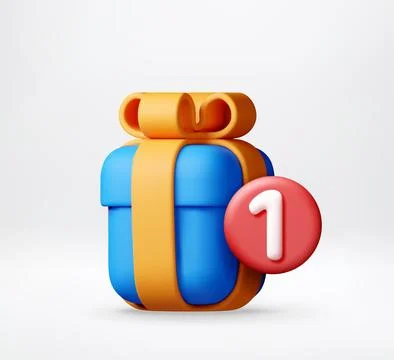 3d gift box with red notification badge 스톡 일러스트