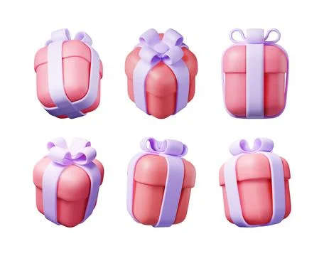 3D Gift Box Set Isolated 스톡 일러스트
