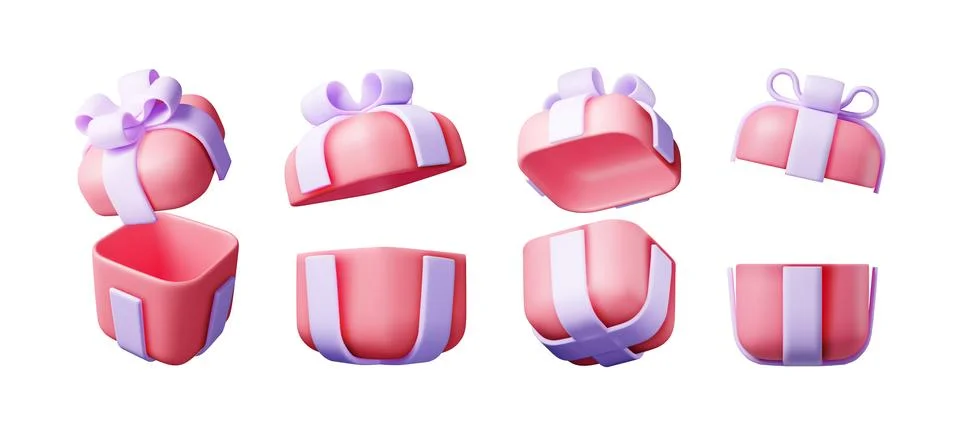 3D Gift Box Set Isolated Ilustração Stock