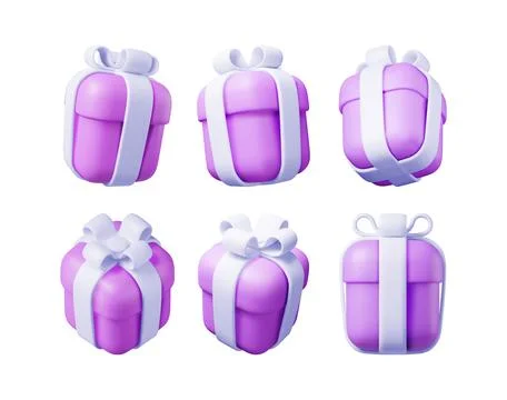3D Gift Box Set Isolated イラスト素材