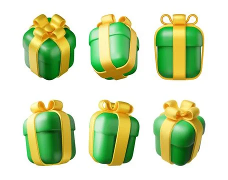 3D Gift Box Set Isolated イラスト素材