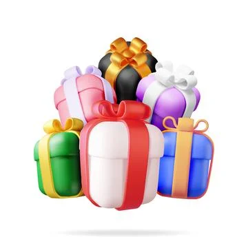 3D Gift Box Set Isolated Stock Illustration