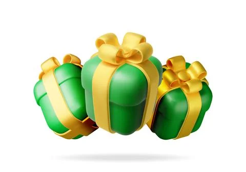 3D Gift Box Set Isolated Stock Illustration