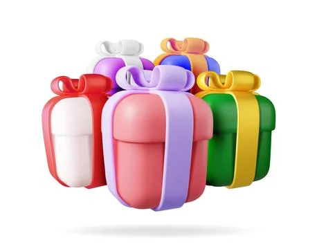 3D Gift Box Set Isolated 스톡 일러스트