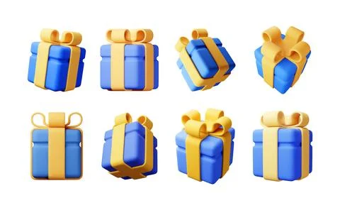 3D gift box set isolated イラスト素材