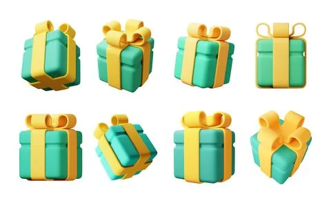 3D gift box set isolated イラスト素材
