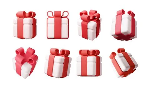3D gift box set isolated 스톡 일러스트