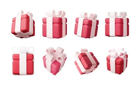 3D gift box set isolated イラスト素材
