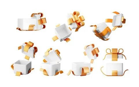 3D Gift box set isolated イラスト素材