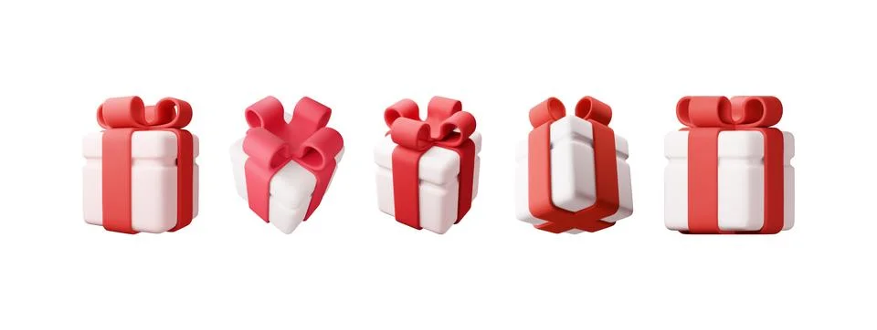 3D gift box set isolated 스톡 일러스트