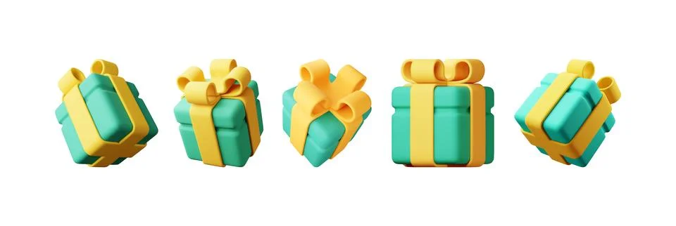 3D gift box set isolated Stock Illustration