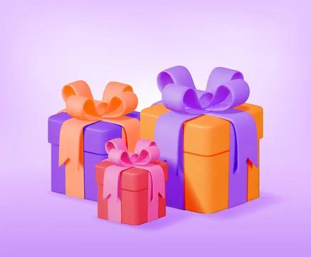 3D Gift Boxes Pile Isolated Stock Illustration