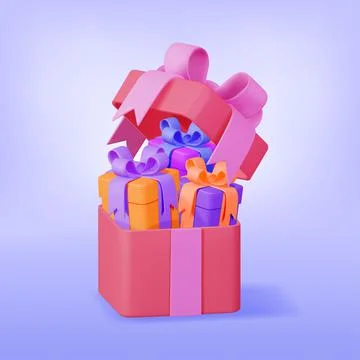 3D Gift Boxes Pile Isolated Stock Illustration