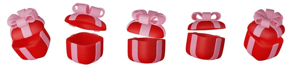 3d gift boxes set with gold ribbon bow isolated on a white background. 3d render イラスト素材