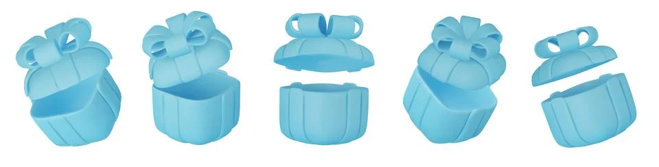 3d gift boxes set with red ribbon bow isolated on a white background. 3d render Stock Illustration