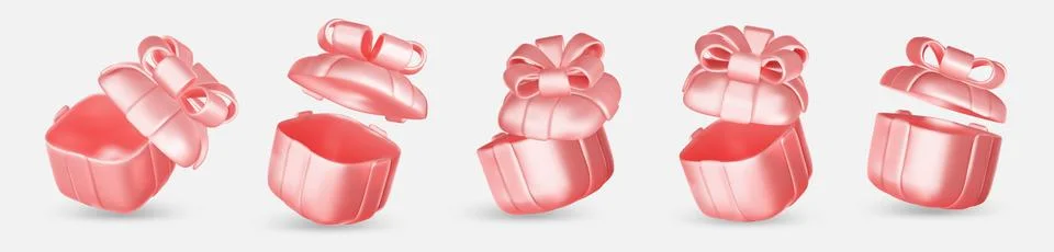 3d gift boxes set with ribbon bow isolated on a white background. 3d render イラスト素材