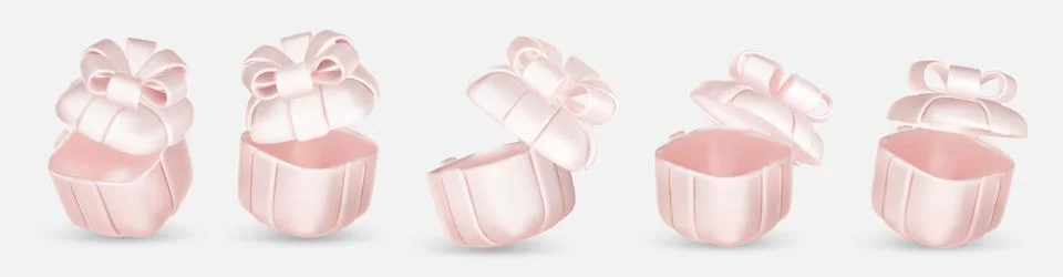 3d gift boxes set with ribbon bow isolated on a white background. 3d render 스톡 일러스트