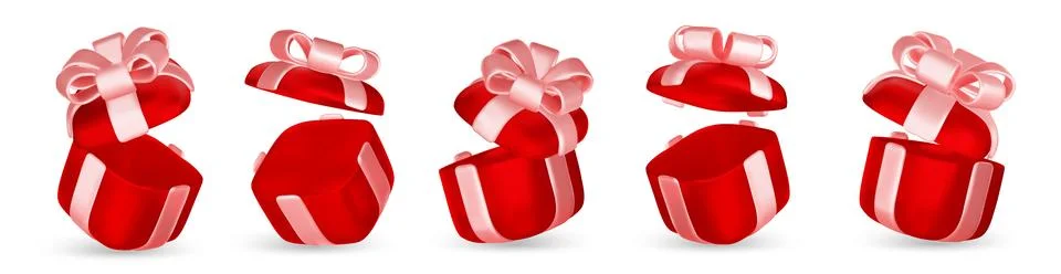 3d gift boxes set with ribbon bow isolated on a white background. 3d render イラスト素材