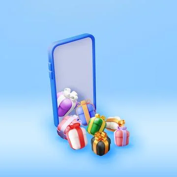 3D Gift Boxes in Smartphone Stock Illustration