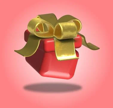 3D gift icon. red box with Gold bow. vector illustration EPS10 Stock Illustration