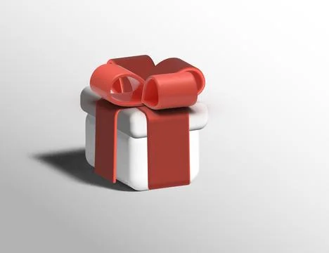 3D gift icon. white box with red bow. vector illustration EPS10 Stock Illustration