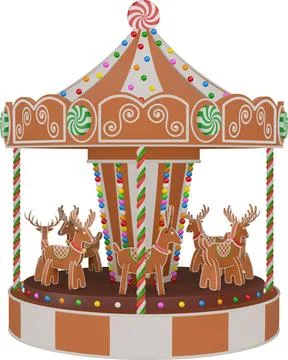 3d gingerbread carousel Stock Illustration