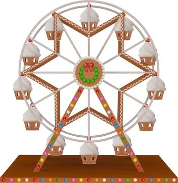 3d gingerbread ferris wheel Stock Illustration
