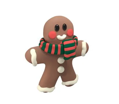3D Gingerbread Man vector Icon Stock Illustration