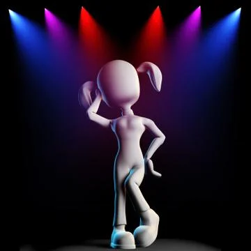 3d girl, posing on stage Stock Illustration