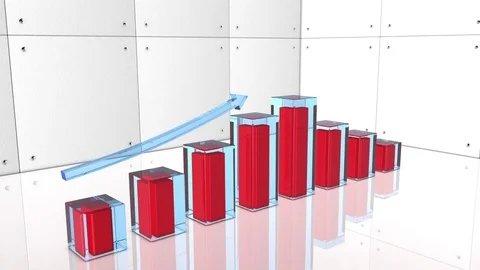 3D Glass Arrow Bar Charts growth. Stock Footage 72995461