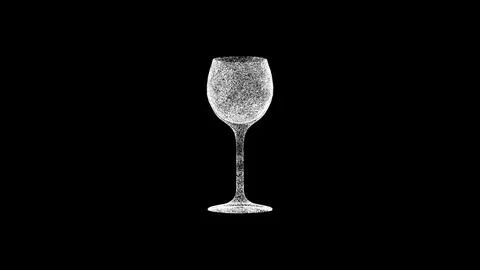 3D glass on black bg. Object dissolved white flickering particles. Business.. Illustrazione stock