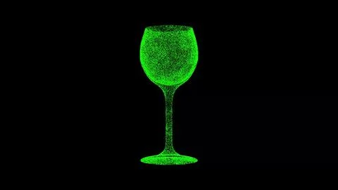 3D glass on black bg. Object dissolved green flickering particles. Business a Stock Illustration
