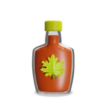 3d glass bottle maple syrup. Stock Illustration