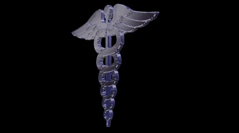 3D Glass Caduceus Rotating With Alpha Channel Video stock 35583997