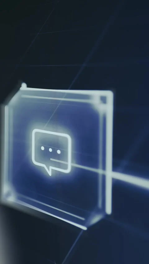 3D glass chat message icon Stock Footage 335487425