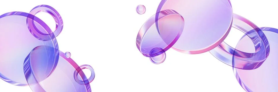 3D glass circle shape background, transparent purple plastic geometric Stock Illustration