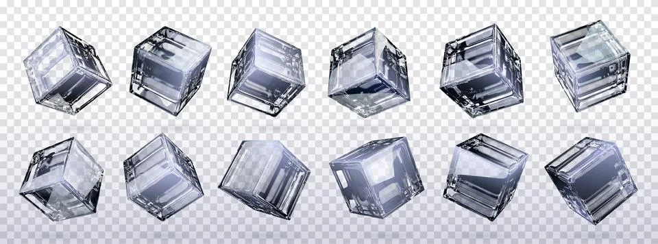 3d glass cube box isolated transparent vector Stock Illustration