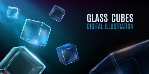 3D glass cubes vector icon illustration set Illustrazione stock