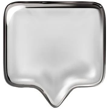 3D glass empty speech bubble vector icon, realistic transparent roundish square Stock Illustration