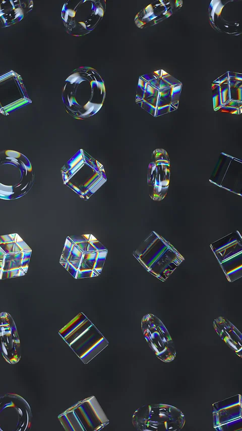 3d glass rotating cubes and torus with dispersion effect. Stock Footage 316893165