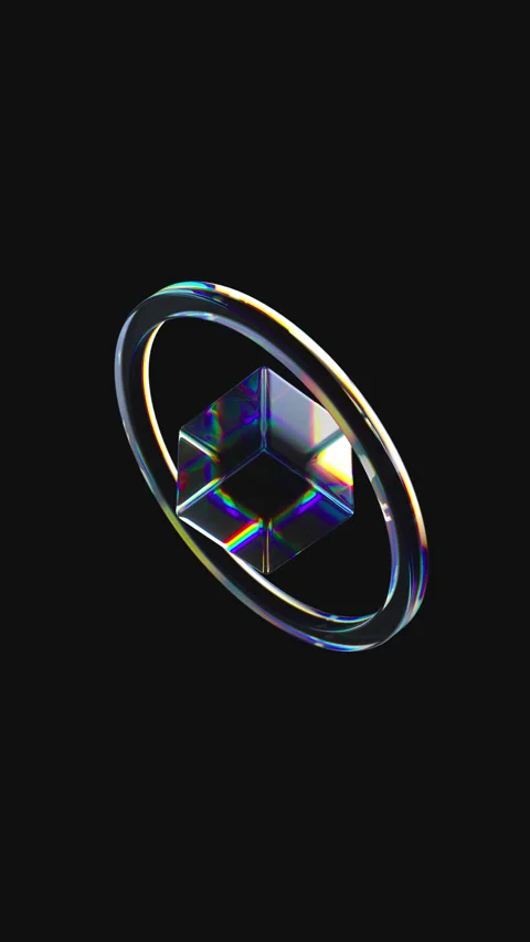3d glass rotating transparent cube and circle. Stock Footage 309849198