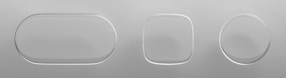 3d glass transparent button set with white light effect isolated on background Stock Illustration