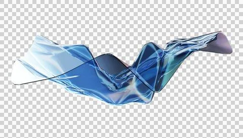 3D glass wave, render liquid abstract gradient shape, holographic curved Illustrazione stock