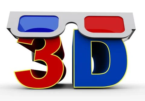 3d glass on word 3d Illustrazione stock